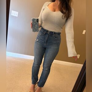 Lulus metallic silver sweetheart neckline sweater long sleeve top xs